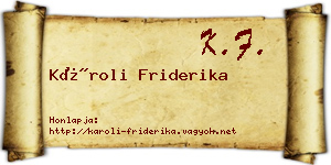 Károli Friderika névjegykártya